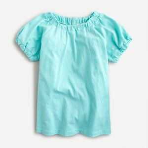 New! Crewcuts size 6-7 Girls' scrunched trim top shirt Aqua Blue NWT